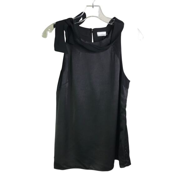 November Four Top Womens Size XS Black Shoulder Tie Sleeveless Button Back NWT - Picture 1 of 9